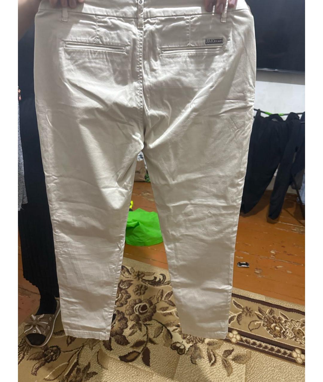 LIU JO Бежевые вискозные прямые брюки, фото 7