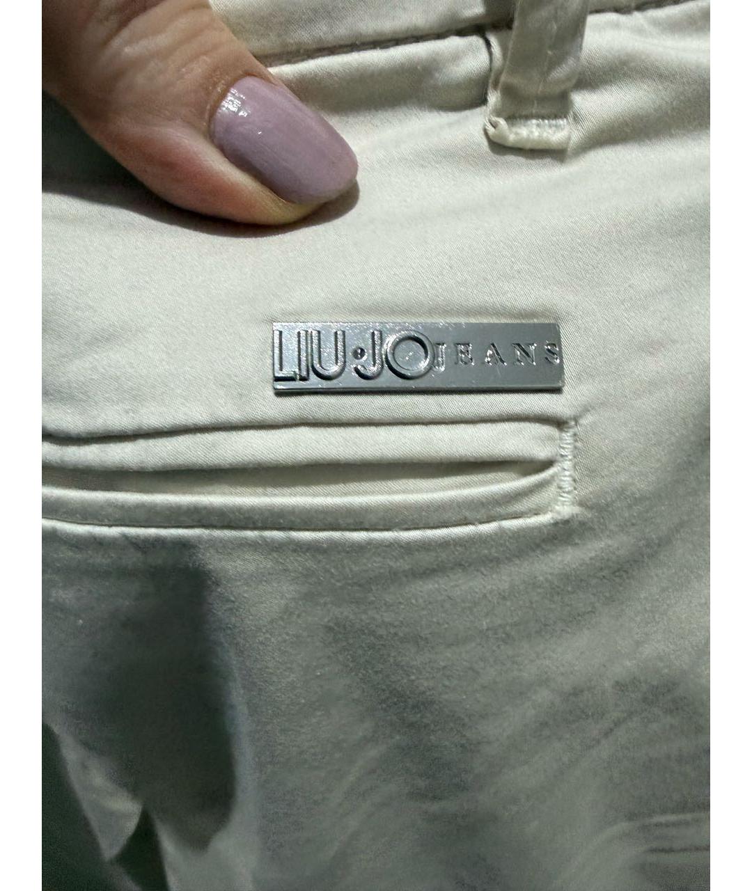 LIU JO Бежевые вискозные прямые брюки, фото 8