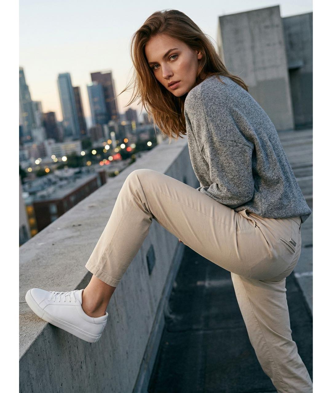 LIU JO Бежевые вискозные прямые брюки, фото 2