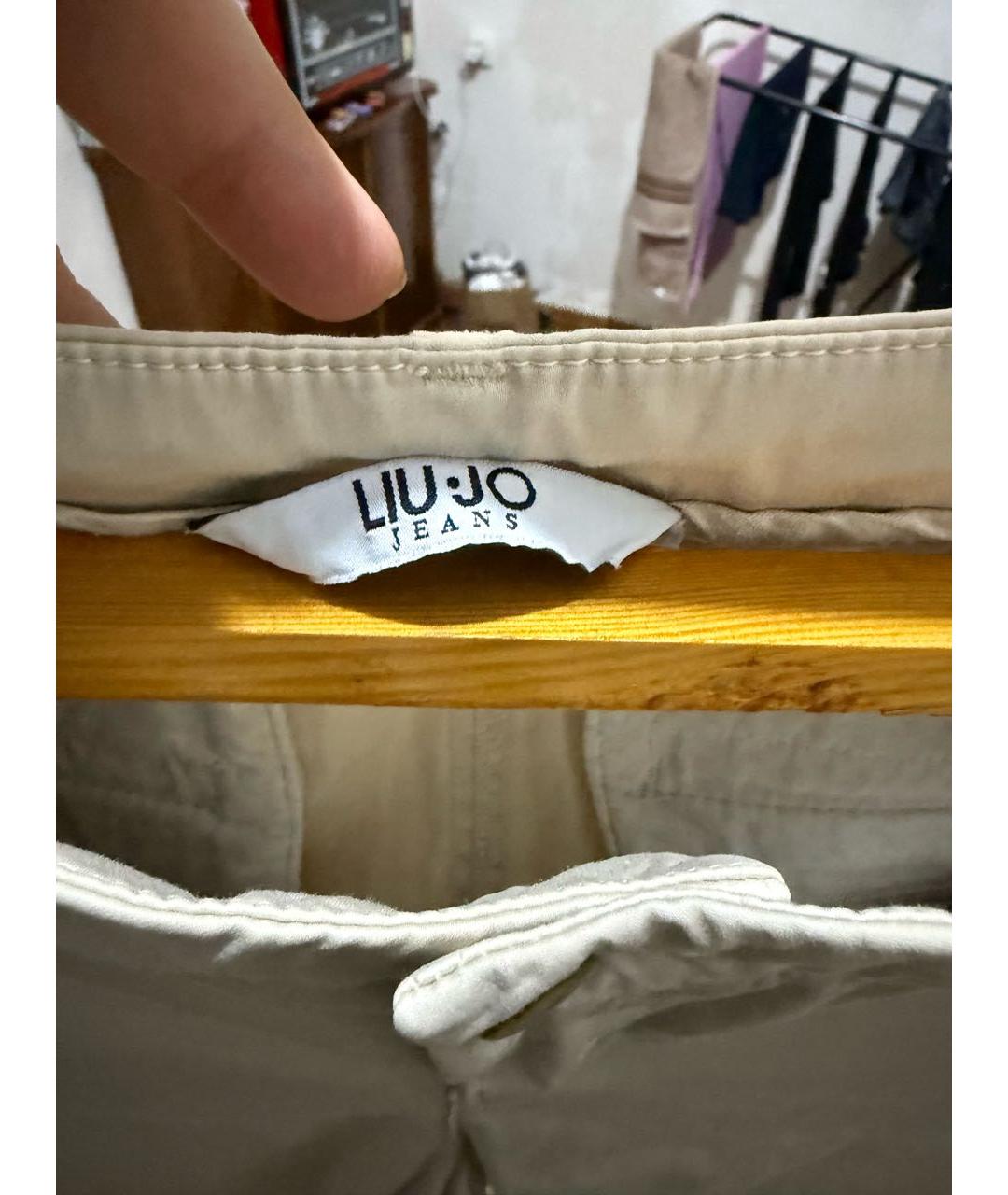 LIU JO Бежевые вискозные прямые брюки, фото 6