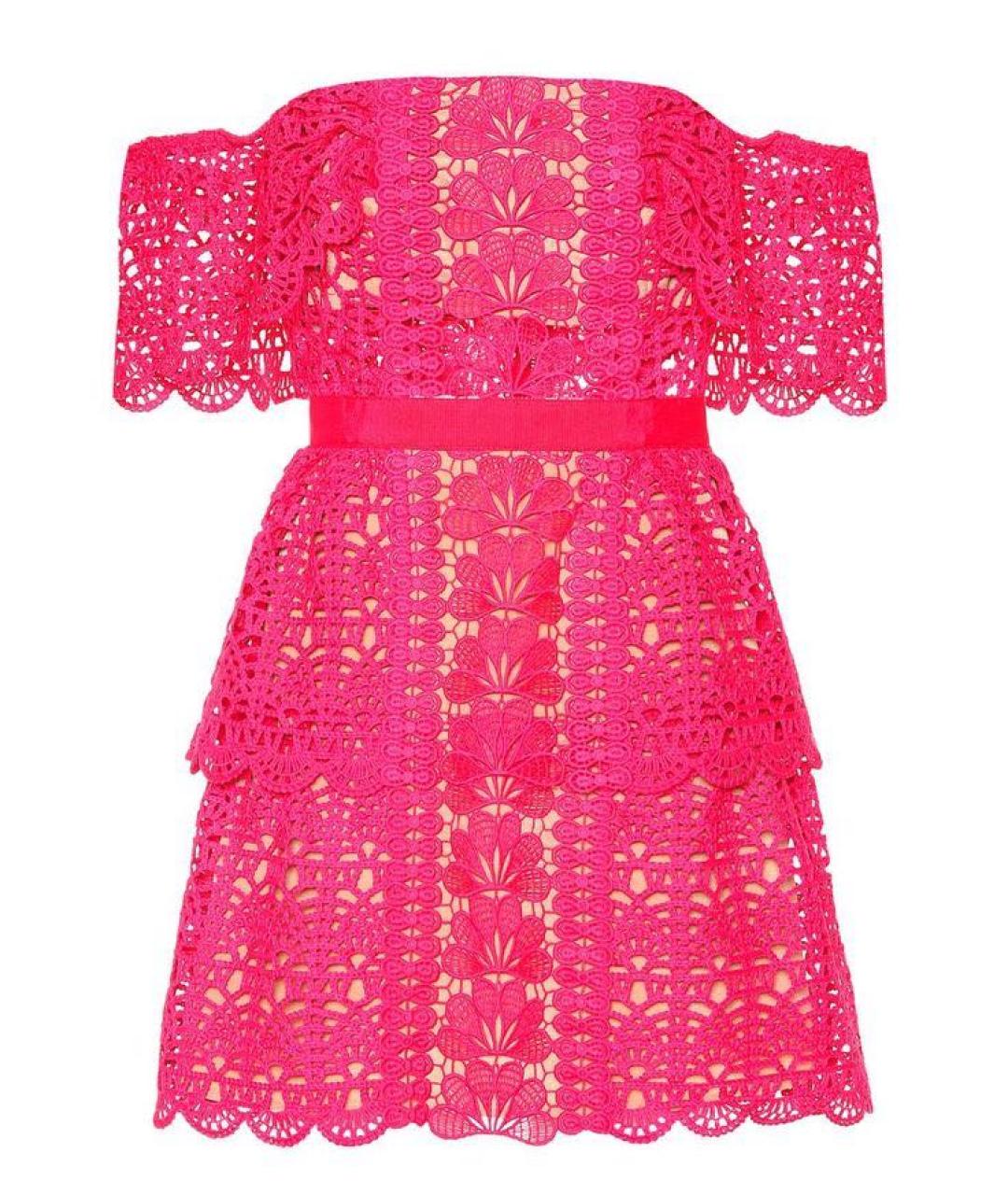 SELF-PORTRAIT Фуксия вискозное коктейльное платье, фото 9