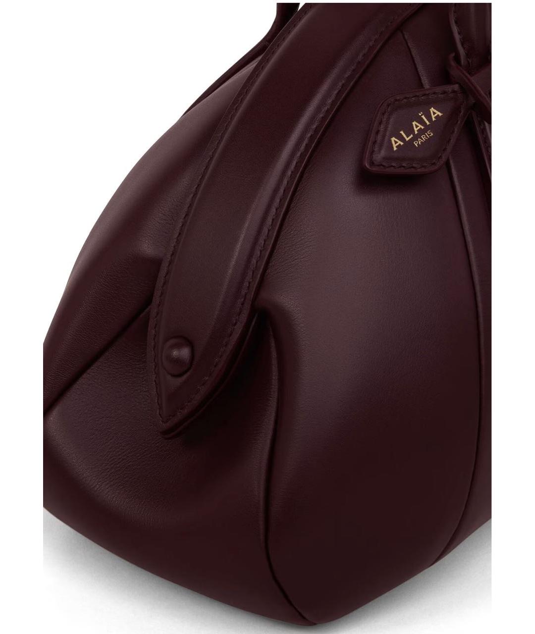 ALAIA Бордовая кожаная сумка с короткими ручками, фото 3