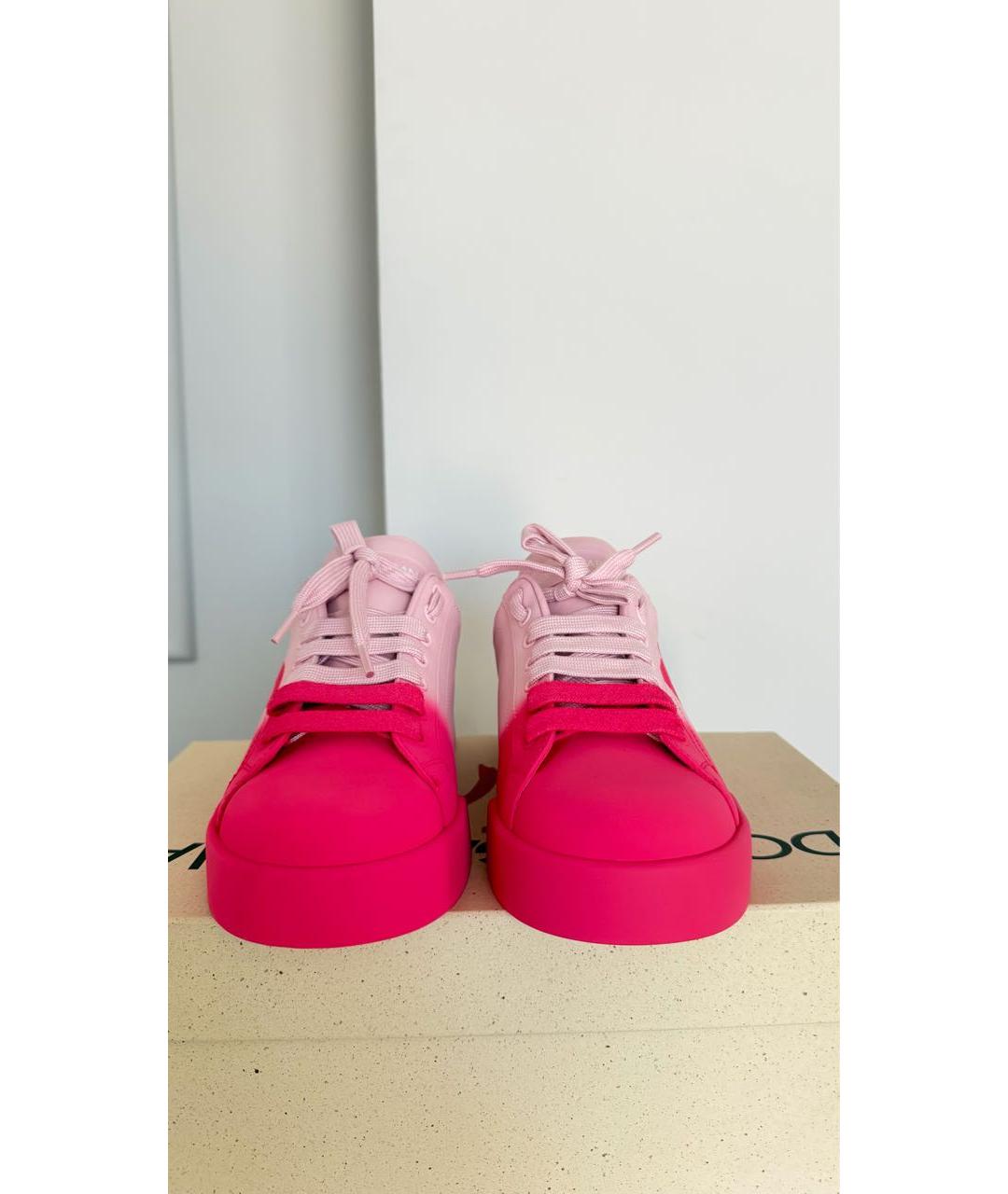 DOLCE&GABBANA Розовые кожаные кроссовки, фото 2