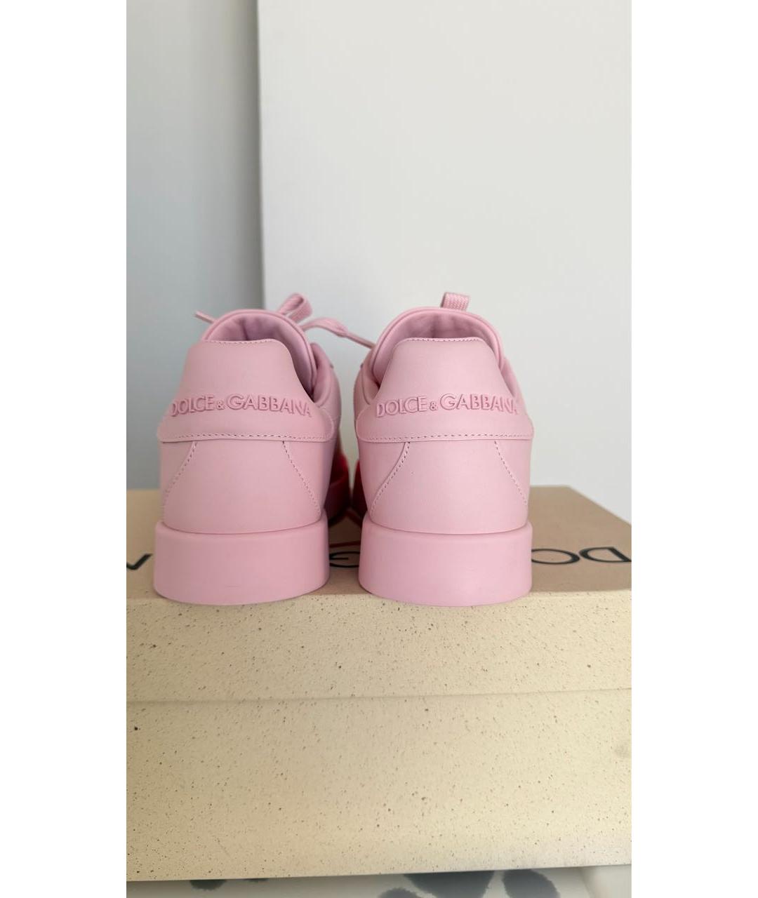 DOLCE&GABBANA Розовые кожаные кроссовки, фото 4