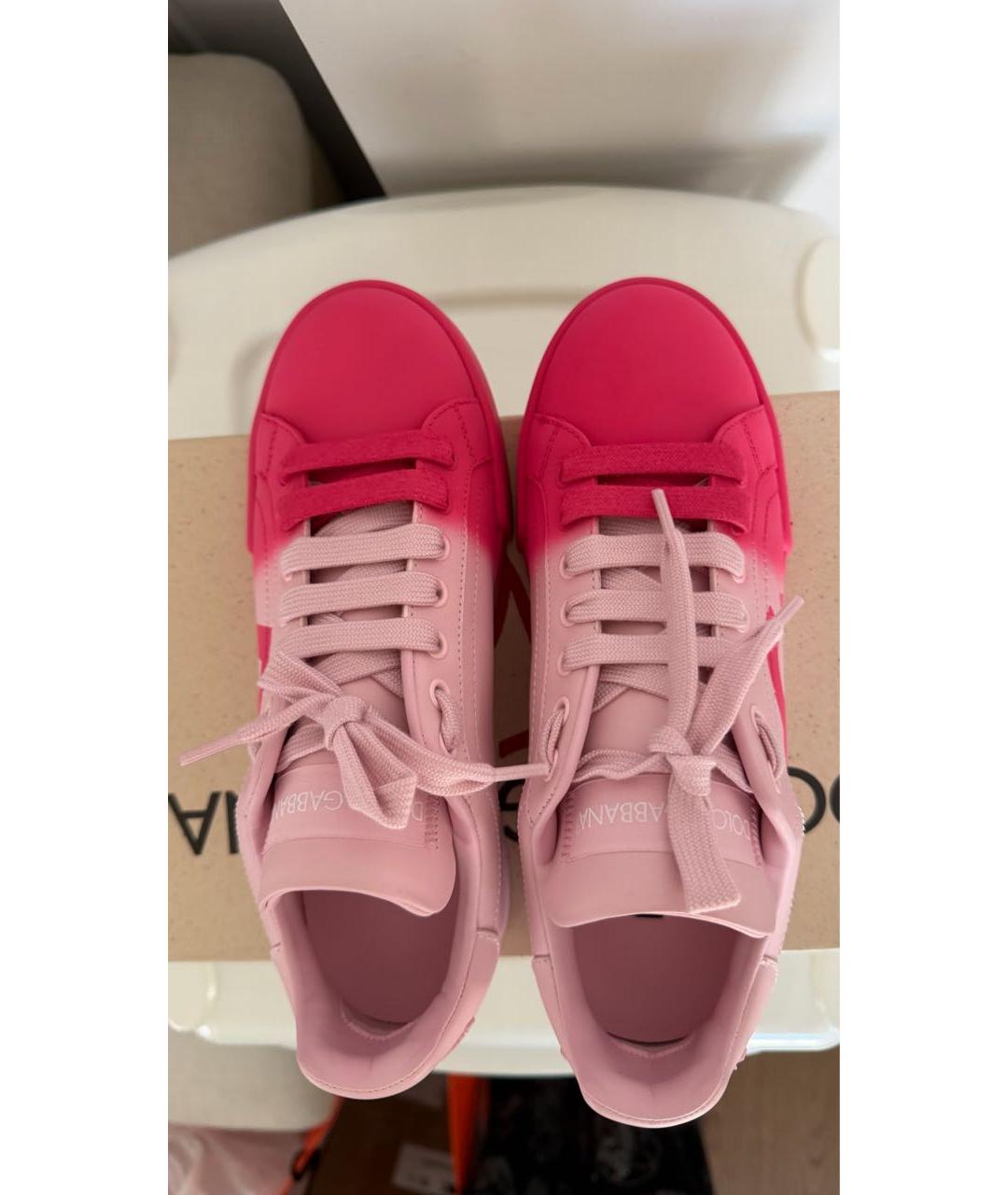 DOLCE&GABBANA Розовые кожаные кроссовки, фото 3