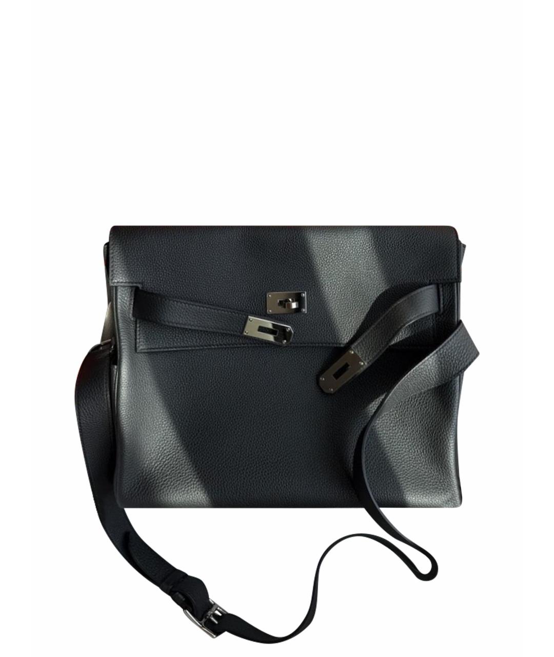 HERMES Черная кожаная сумка на плечо, фото 1