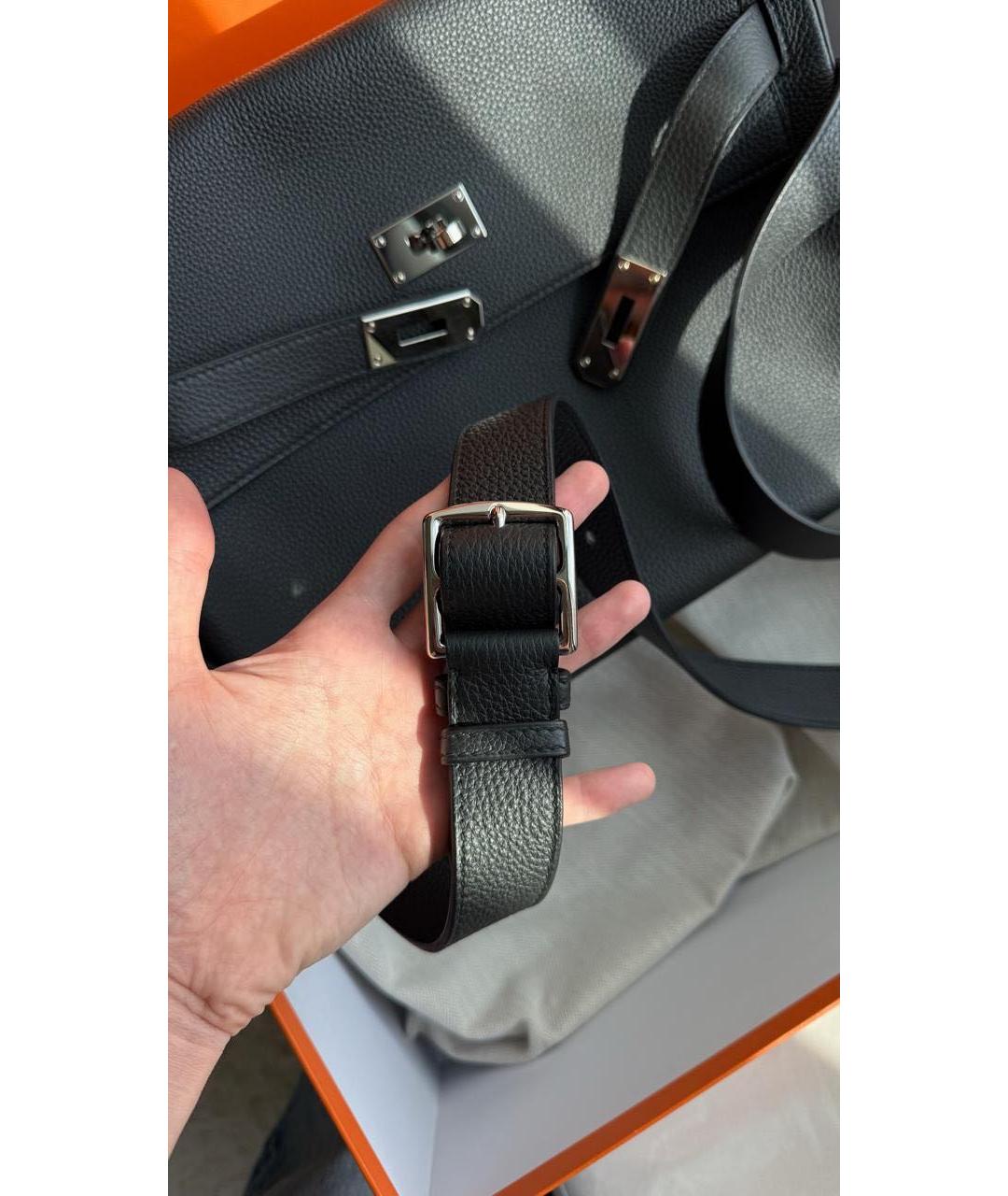 HERMES Черная кожаная сумка на плечо, фото 3