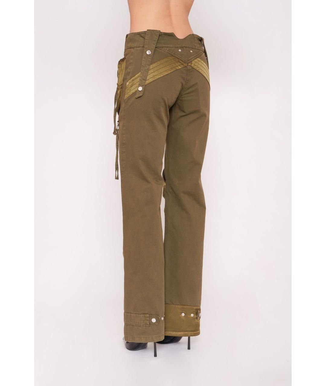 BLUMARINE Хаки хлопковые прямые джинсы, фото 2