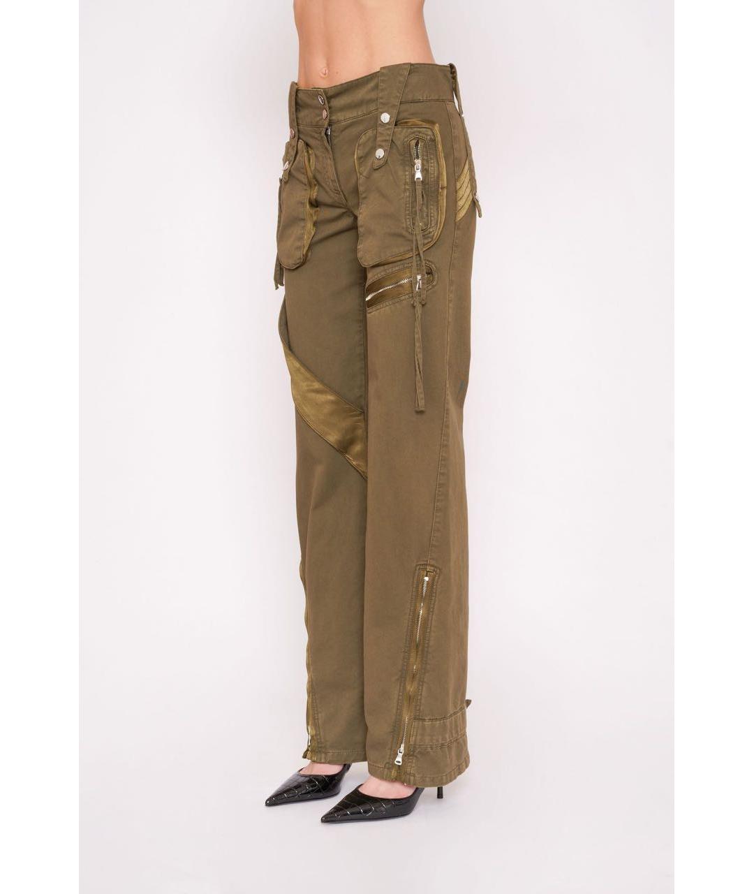 BLUMARINE Хаки хлопковые прямые джинсы, фото 4