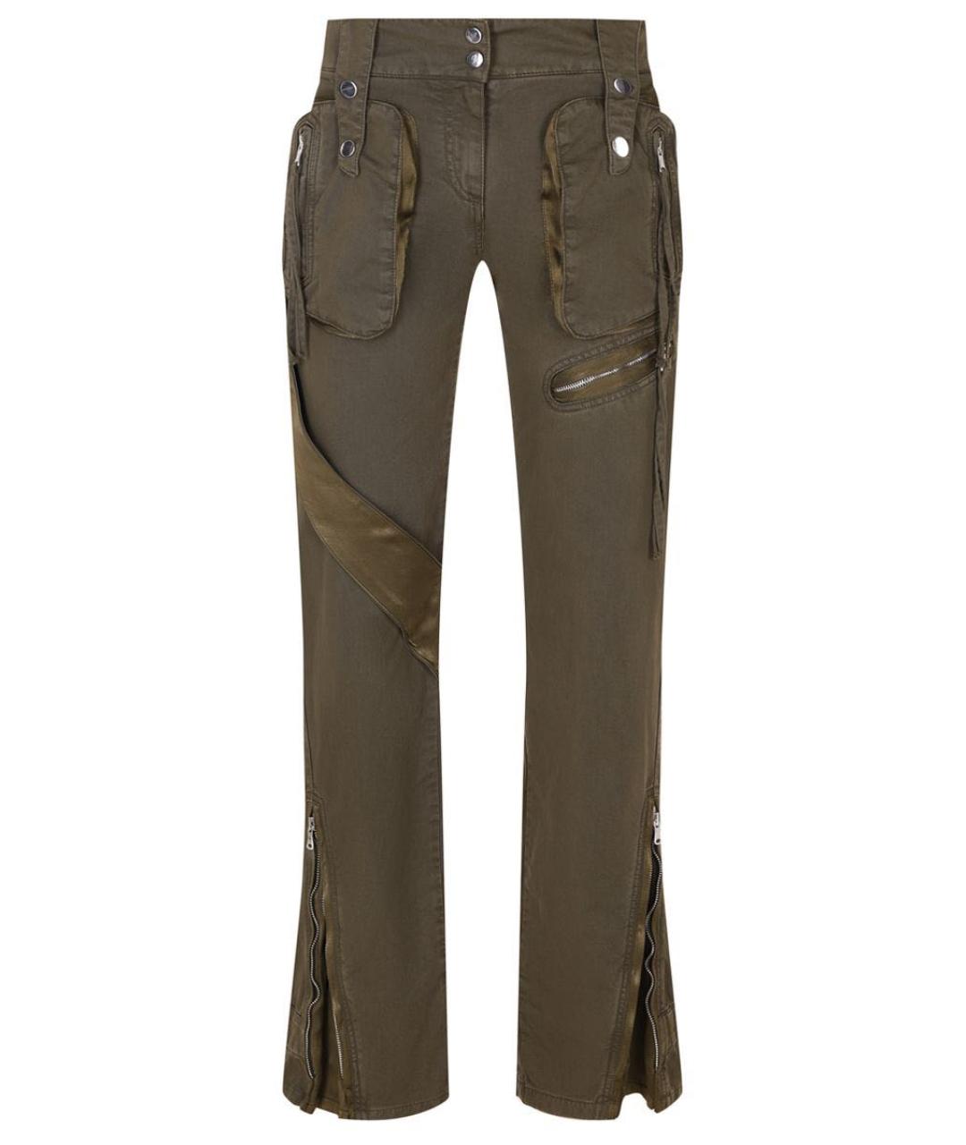 BLUMARINE Хаки хлопковые прямые джинсы, фото 1