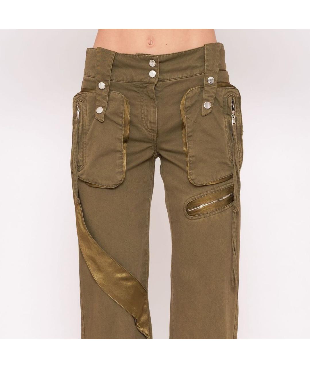 BLUMARINE Хаки хлопковые прямые джинсы, фото 3