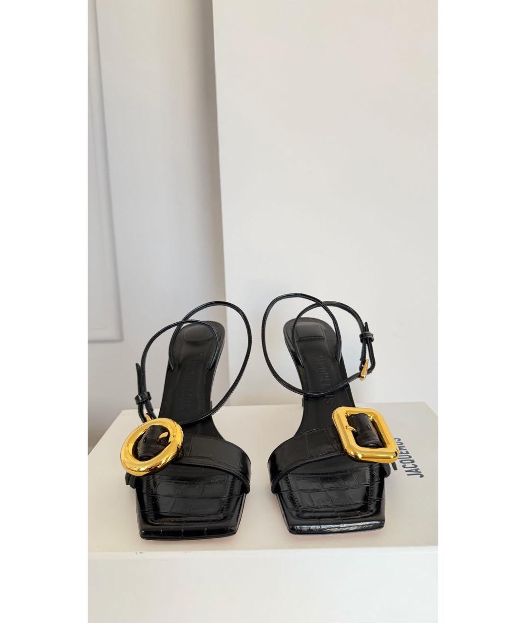 JACQUEMUS Черные кожаные босоножки, фото 2