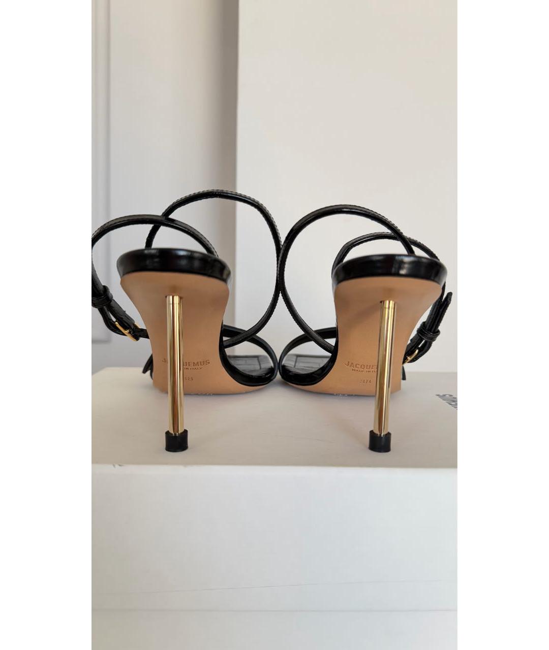JACQUEMUS Черные кожаные босоножки, фото 4