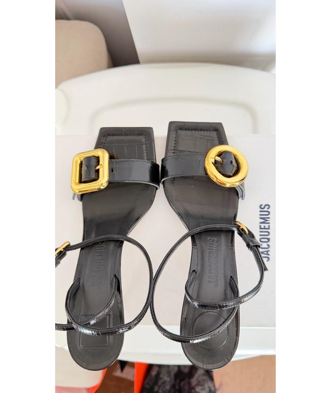 JACQUEMUS Черные кожаные босоножки, фото 3
