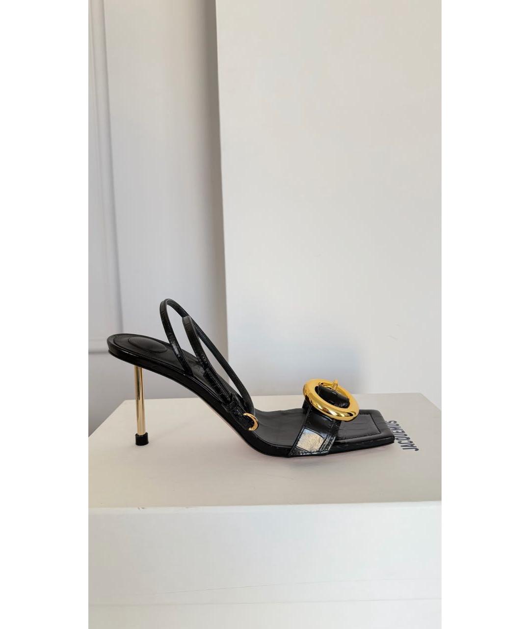 JACQUEMUS Черные кожаные босоножки, фото 5