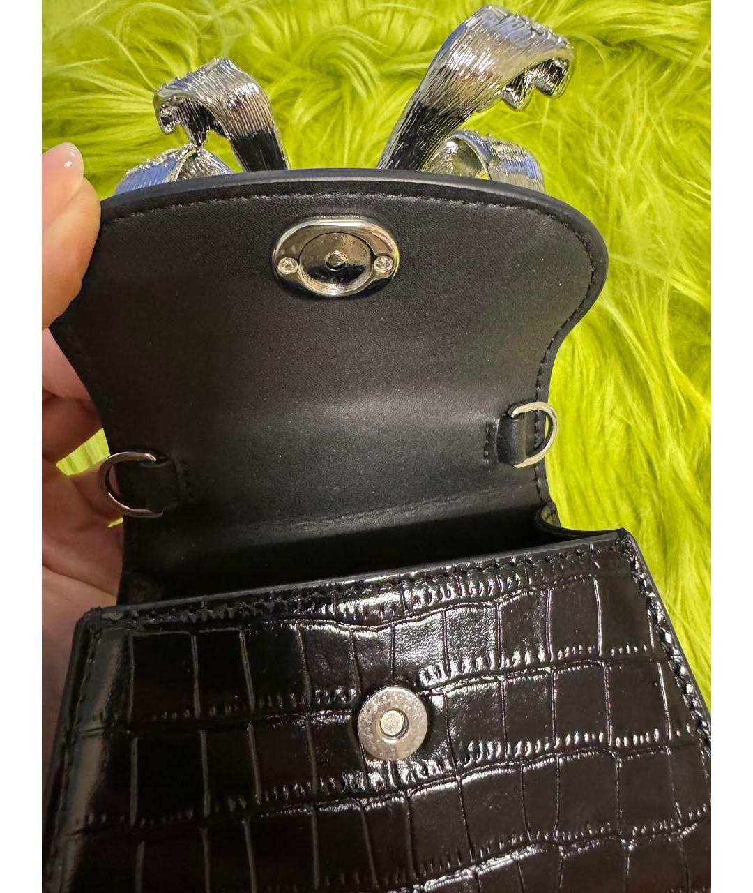 SELF-PORTRAIT Черная кожаная сумка с короткими ручками, фото 7