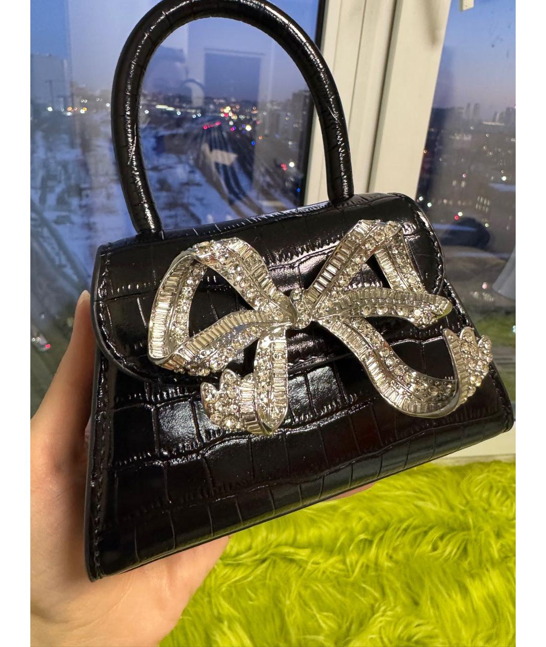 SELF-PORTRAIT Черная кожаная сумка с короткими ручками, фото 3