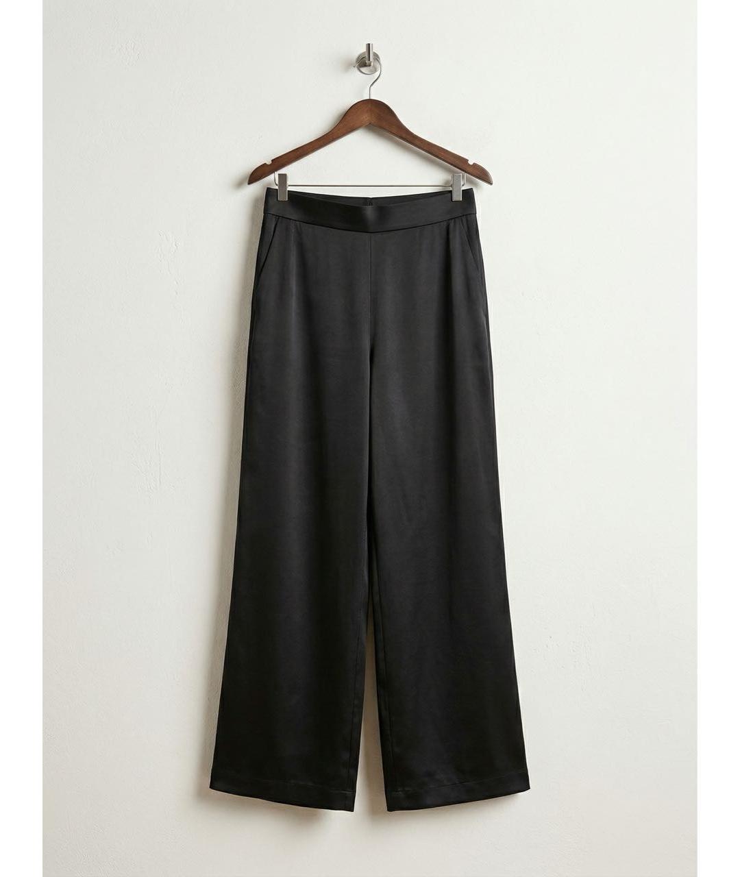 032C Черные атласные брюки широкие, фото 2