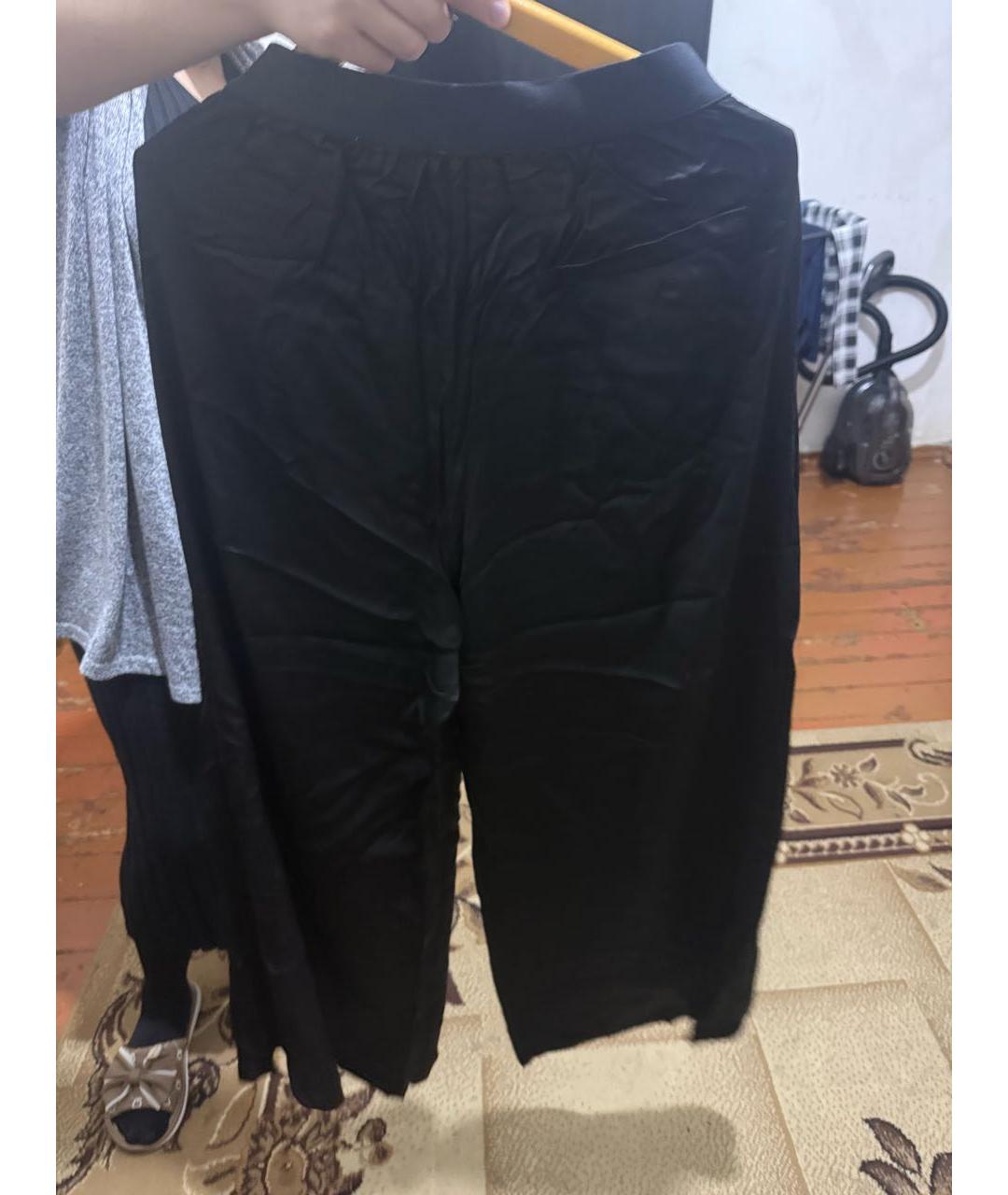 032C Черные атласные брюки широкие, фото 4
