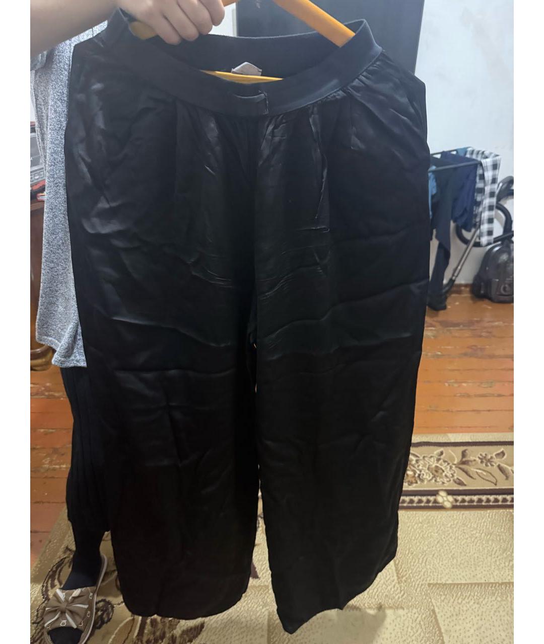 032C Черные атласные брюки широкие, фото 3