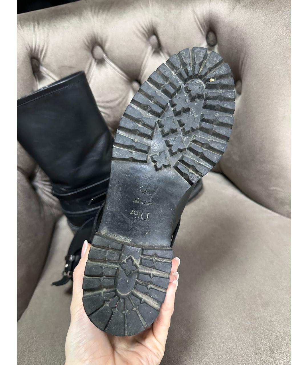 CHRISTIAN DIOR Черные кожаные сапоги, фото 3