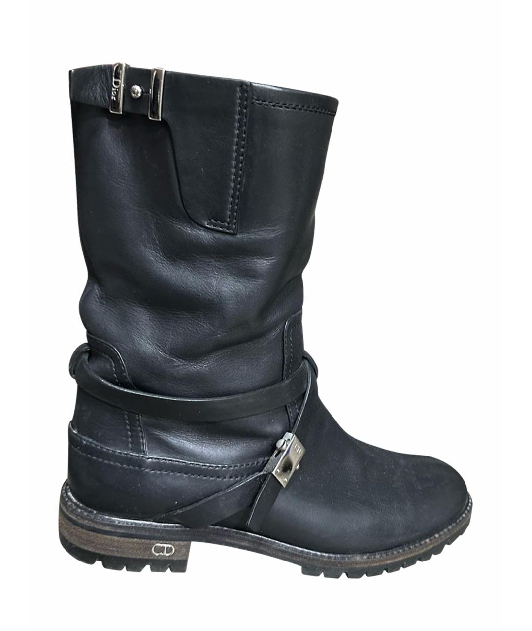 CHRISTIAN DIOR Черные кожаные сапоги, фото 1