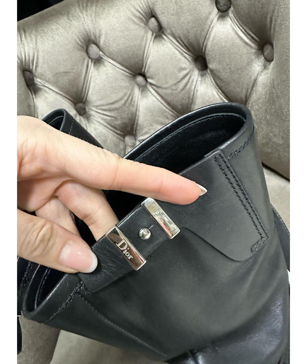 CHRISTIAN DIOR Черные кожаные сапоги, фото 6