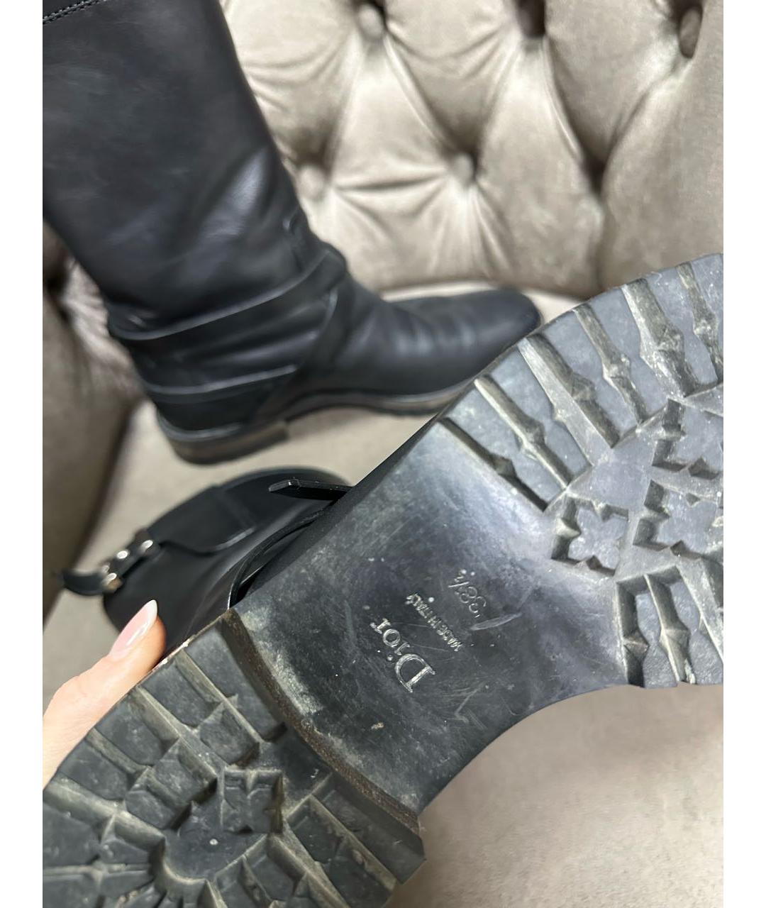 CHRISTIAN DIOR Черные кожаные сапоги, фото 4