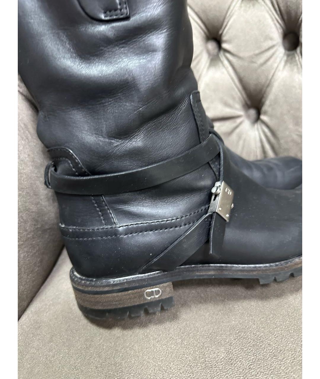CHRISTIAN DIOR Черные кожаные сапоги, фото 2