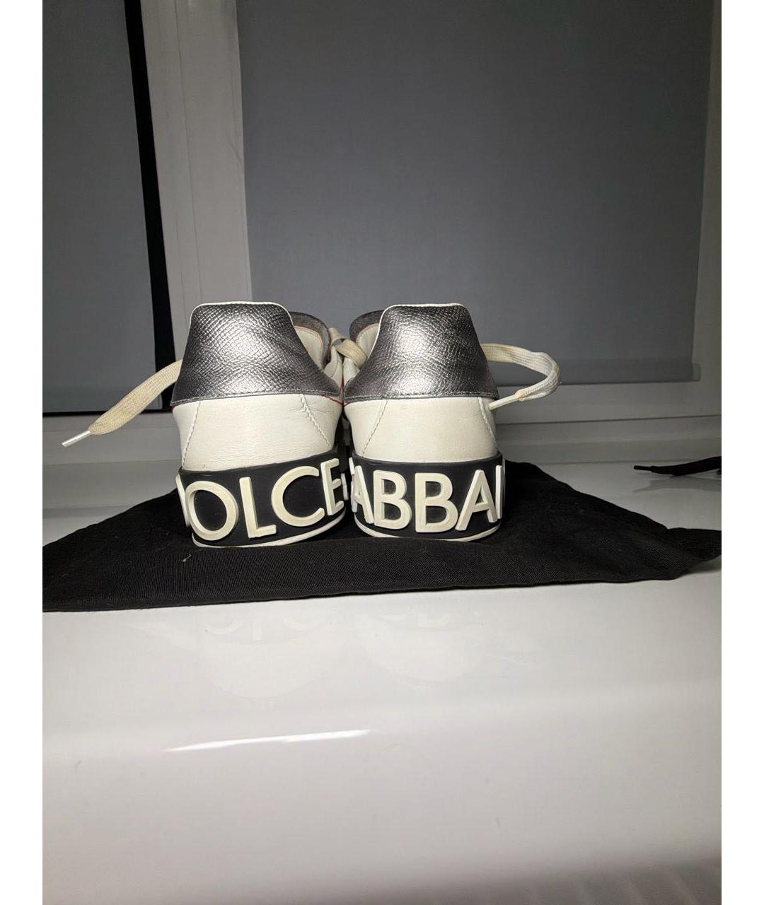 DOLCE&GABBANA Белые кожаные кроссовки, фото 4