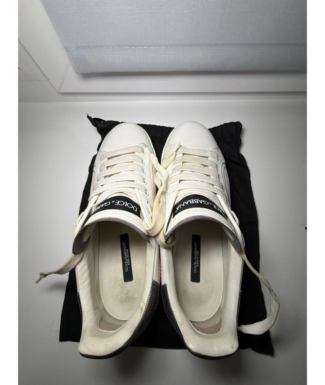 DOLCE&GABBANA Белые кожаные кроссовки, фото 3