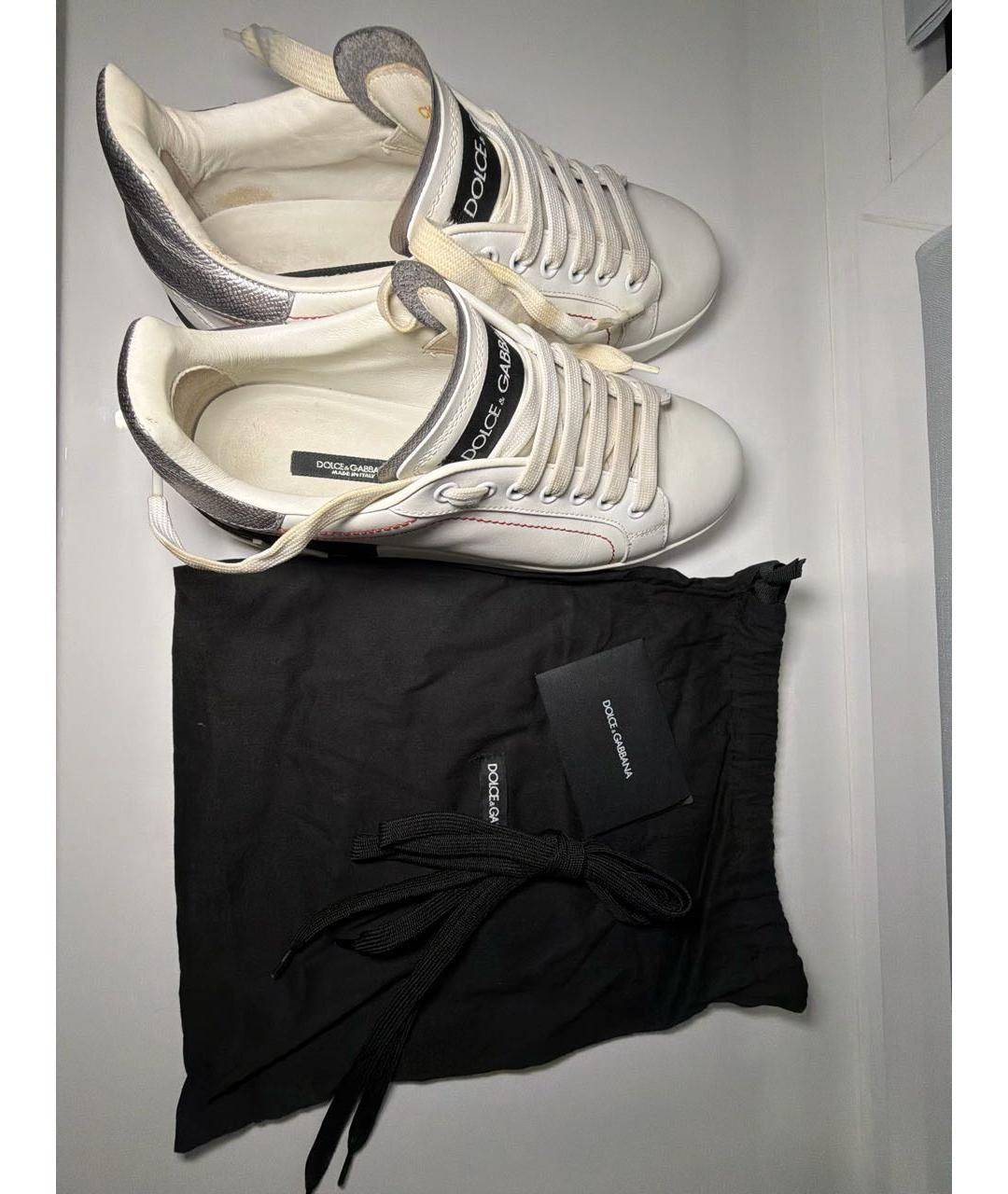 DOLCE&GABBANA Белые кожаные кроссовки, фото 6
