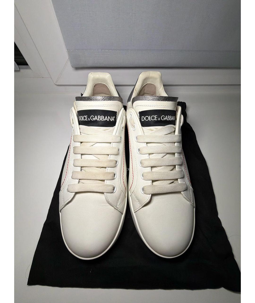 DOLCE&GABBANA Белые кожаные кроссовки, фото 2