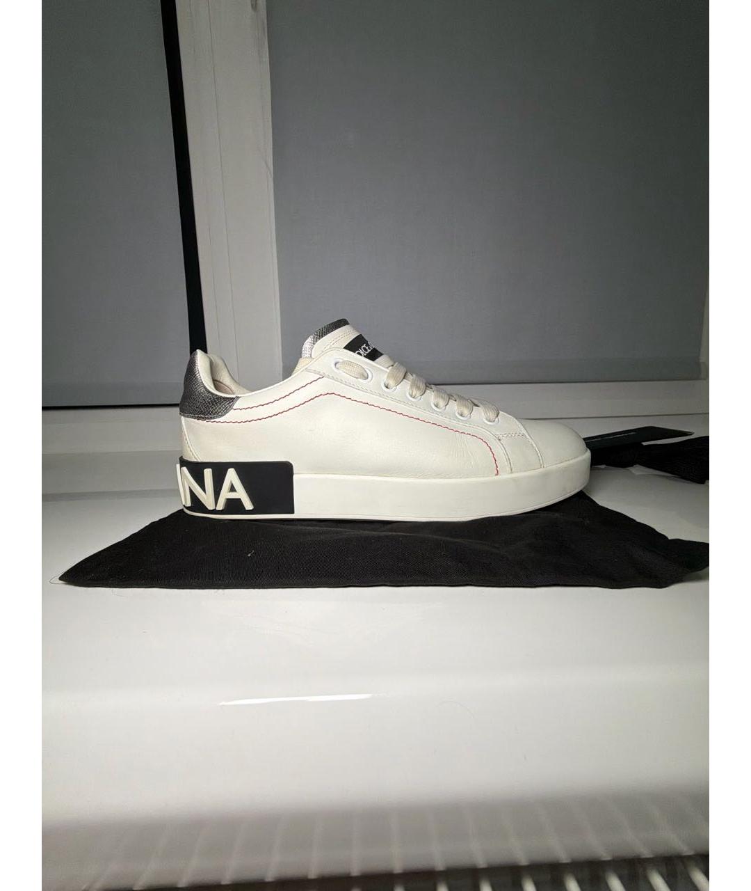 DOLCE&GABBANA Белые кожаные кроссовки, фото 7