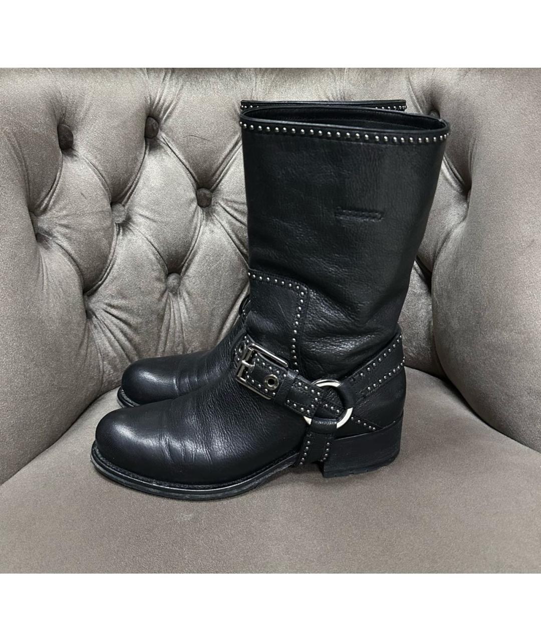 CHRISTIAN DIOR Черные кожаные сапоги, фото 7