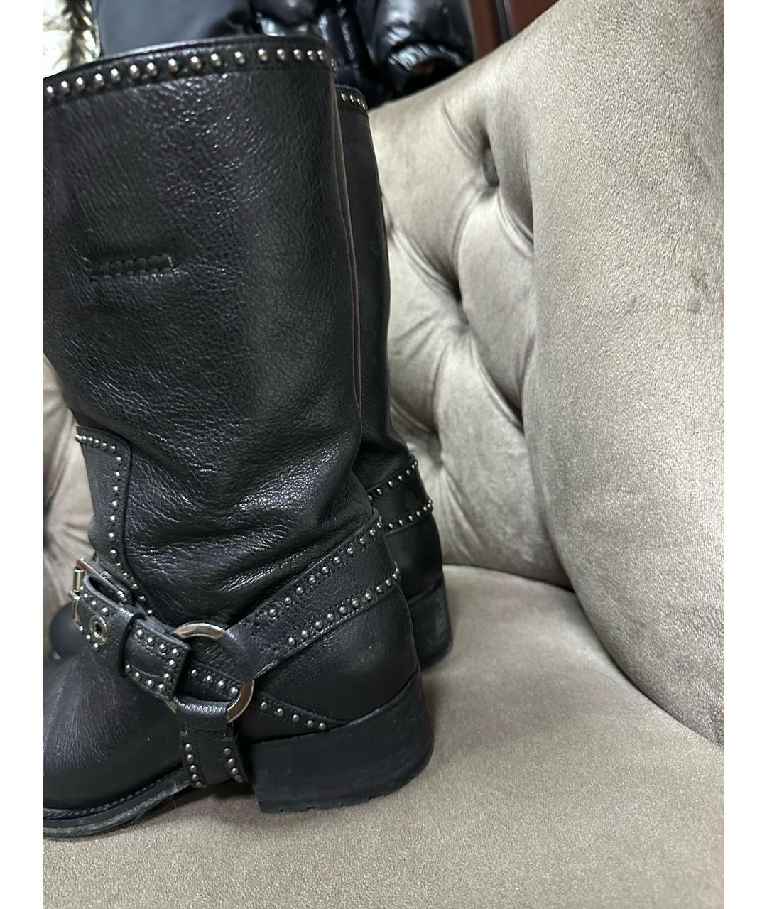 CHRISTIAN DIOR Черные кожаные сапоги, фото 5