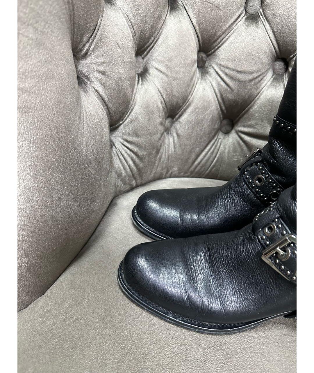 CHRISTIAN DIOR Черные кожаные сапоги, фото 2