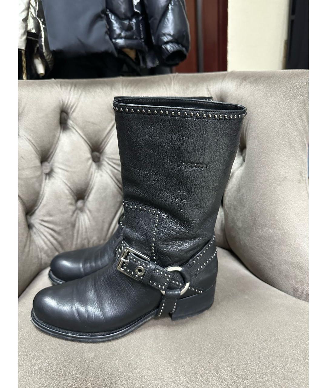 CHRISTIAN DIOR Черные кожаные сапоги, фото 3