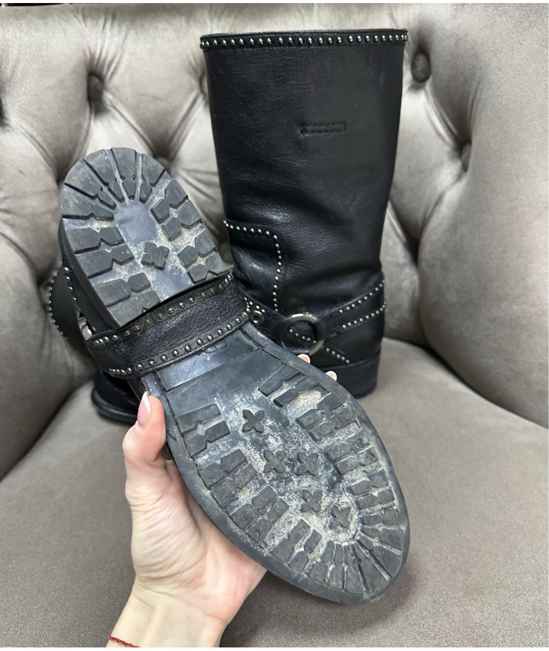 CHRISTIAN DIOR Черные кожаные сапоги, фото 4