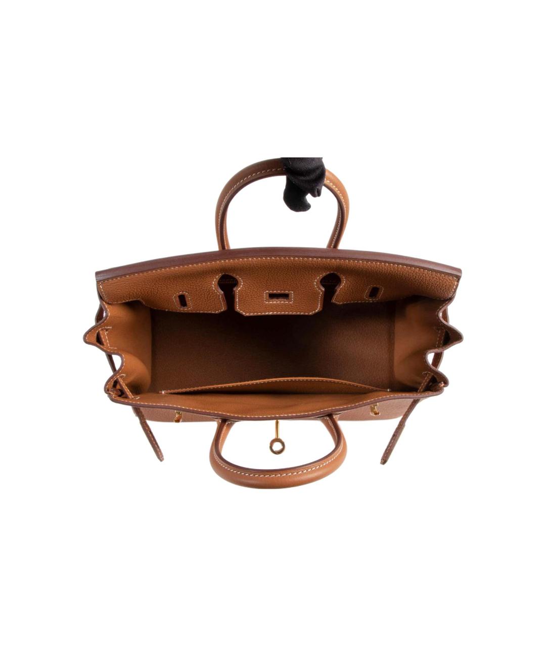 HERMES Коричневая кожаная сумка с короткими ручками, фото 5