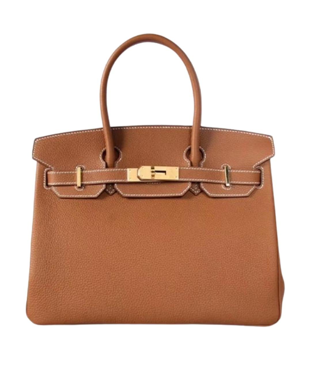 HERMES Коричневая кожаная сумка с короткими ручками, фото 1