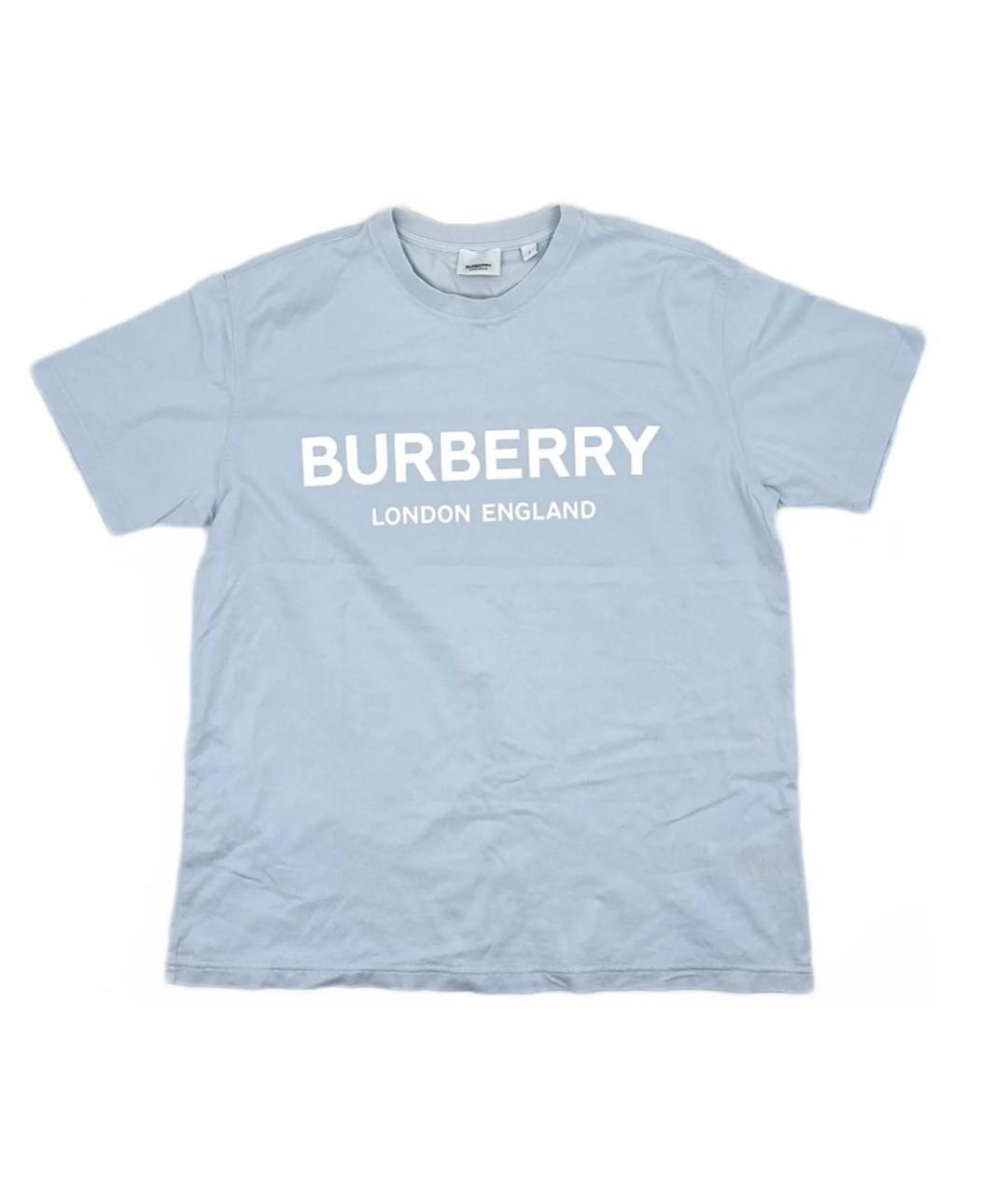 BURBERRY Голубая хлопковая футболка, фото 1
