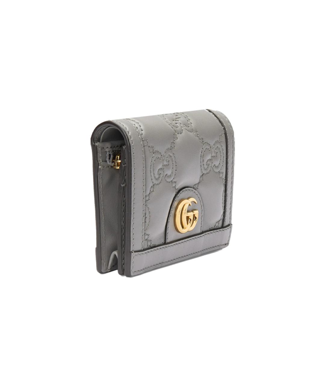 GUCCI Серый кожаный кошелек, фото 3