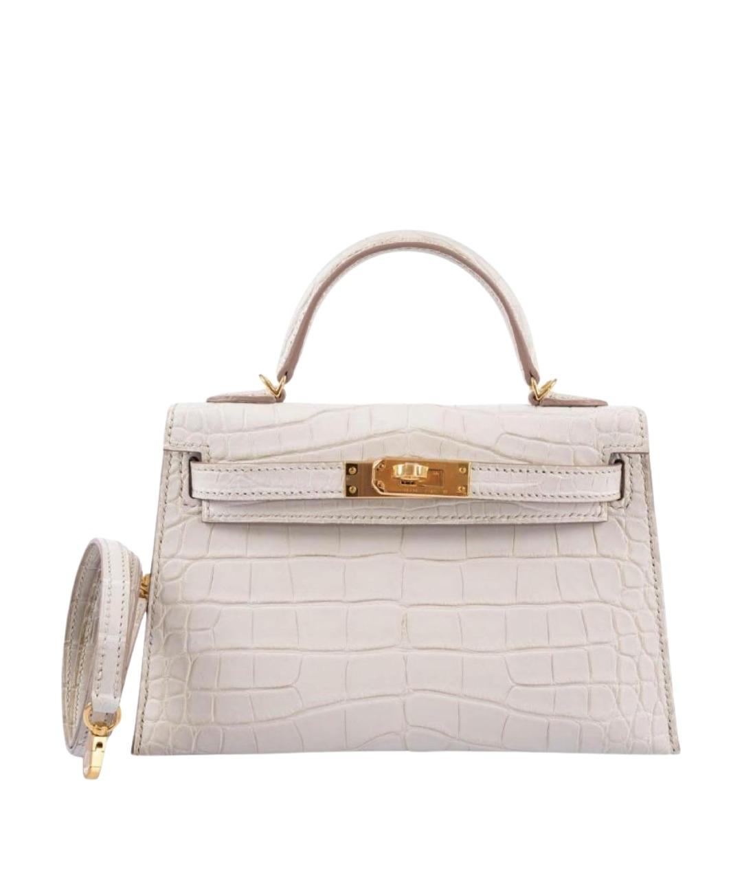 HERMES Бежевая кожаная сумка с короткими ручками, фото 1