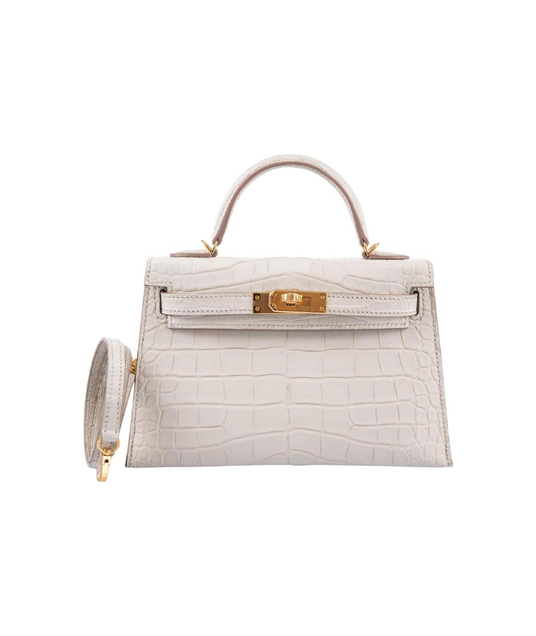 HERMES Бежевая кожаная сумка с короткими ручками, фото 6