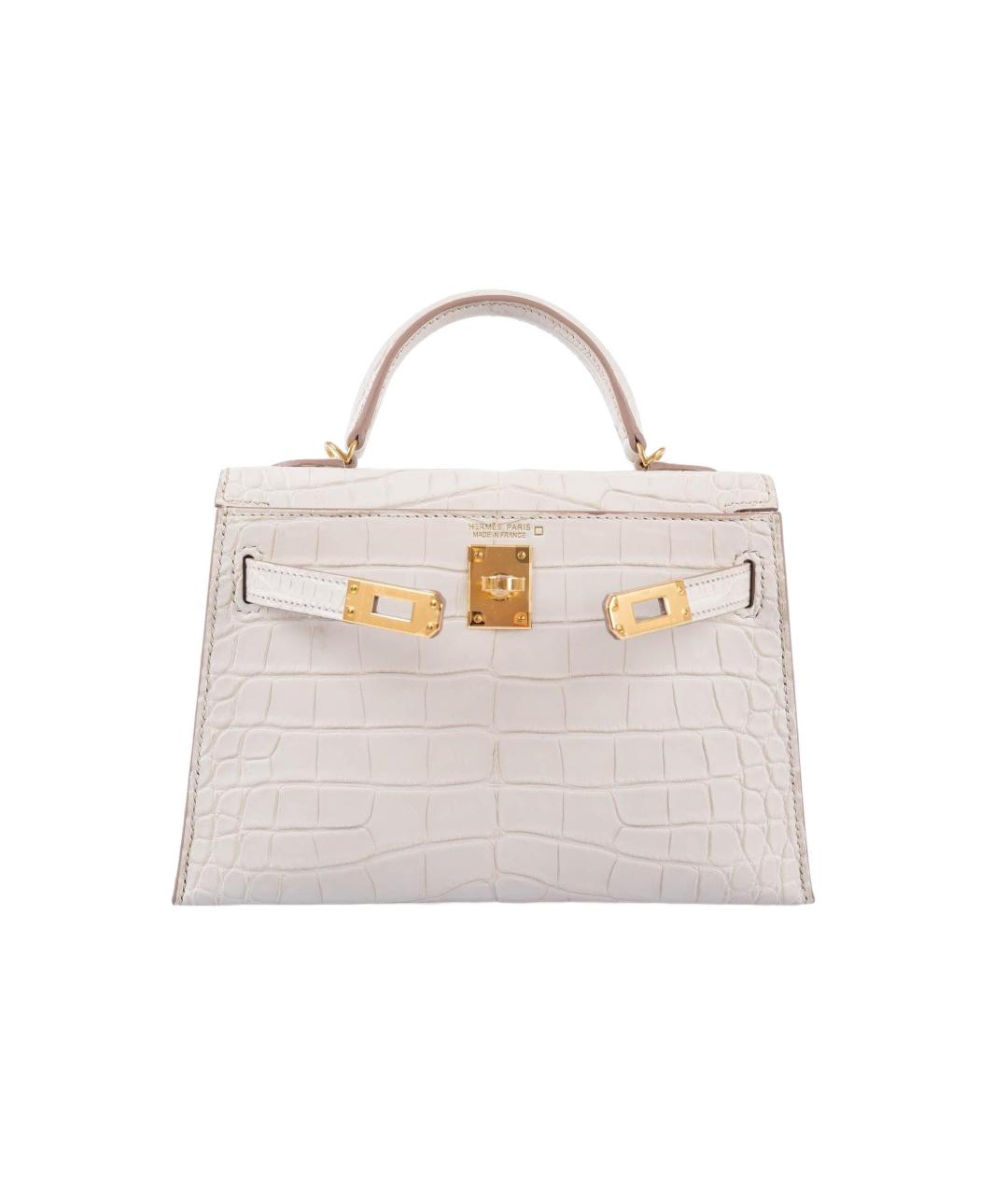 HERMES Бежевая кожаная сумка с короткими ручками, фото 2