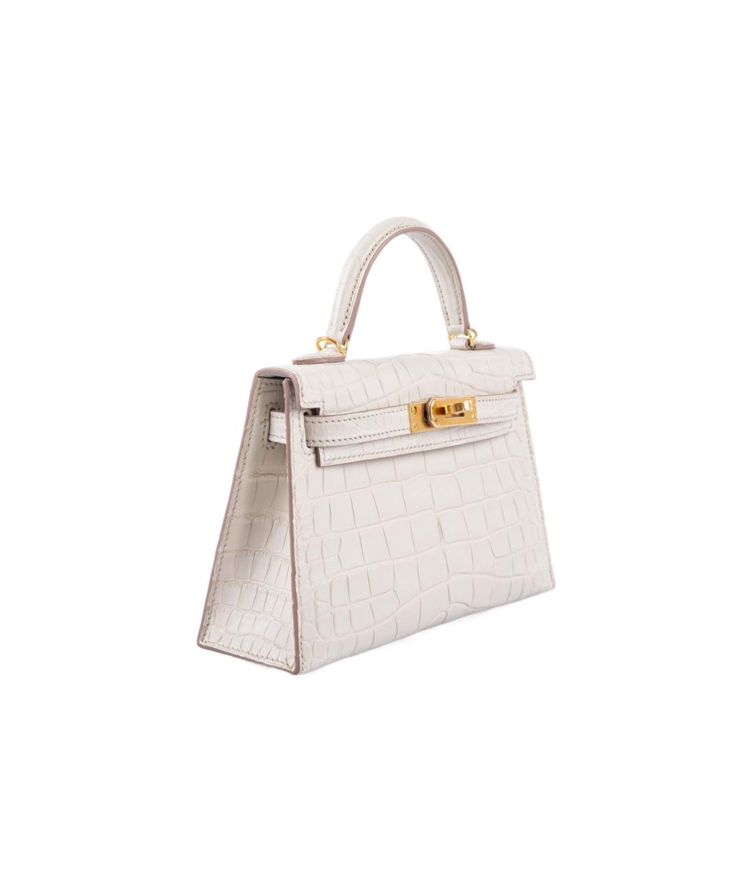 HERMES Бежевая кожаная сумка с короткими ручками, фото 5