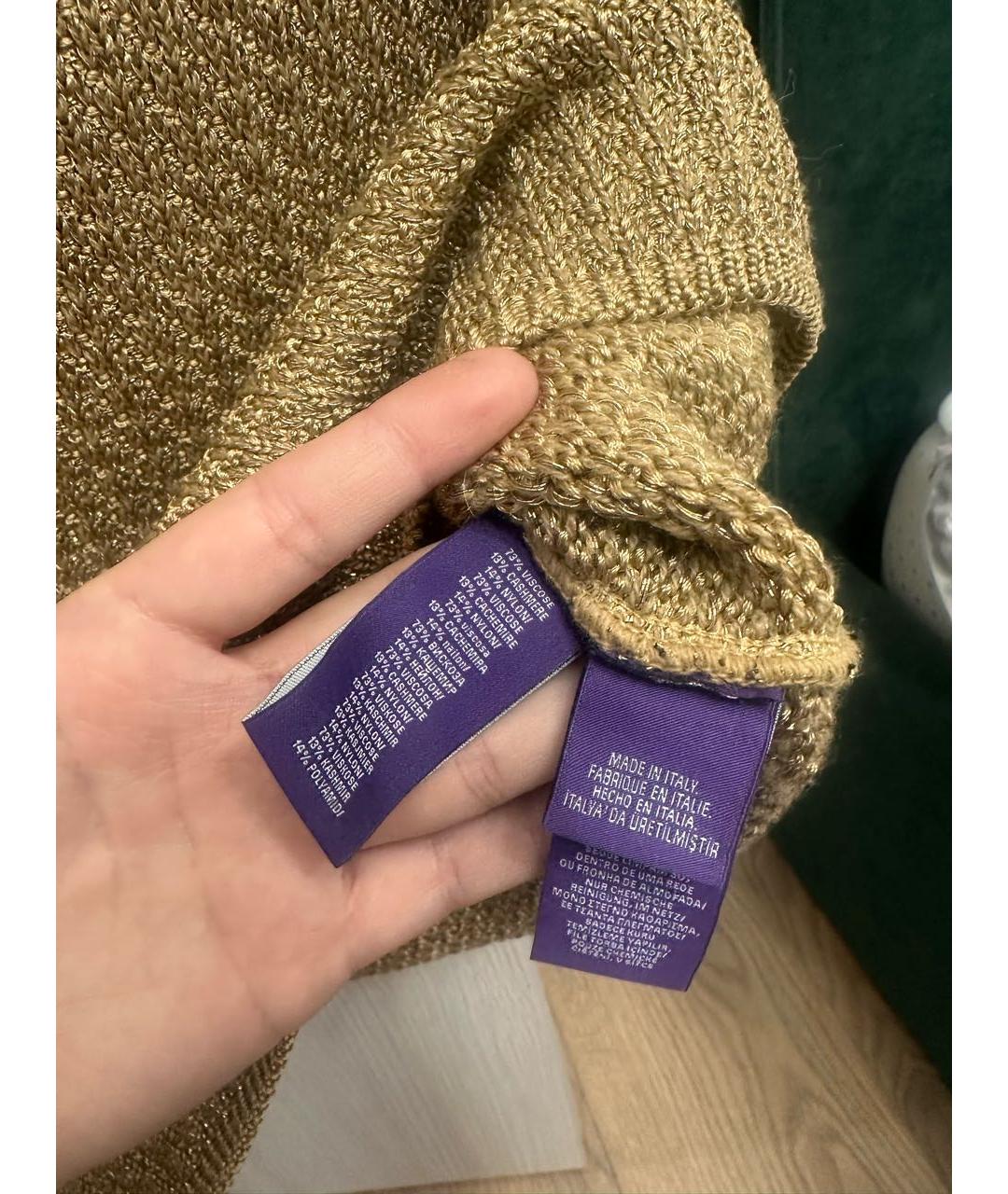 RALPH LAUREN PURPLE LABEL Золотая кашемировая юбка мини, фото 5