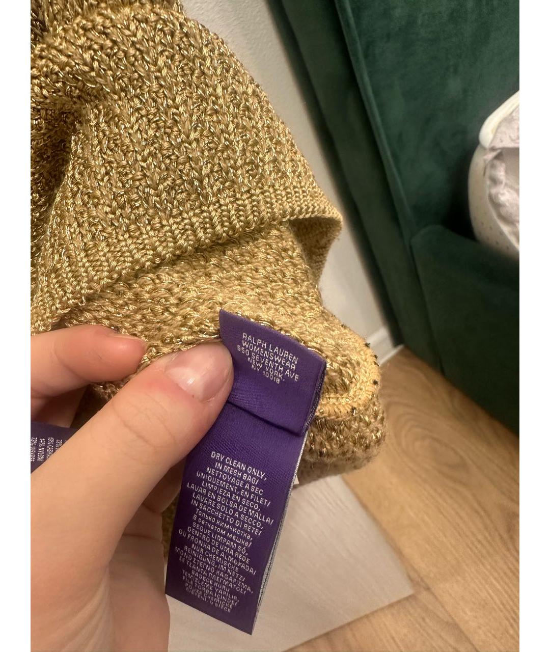 RALPH LAUREN PURPLE LABEL Золотая кашемировая юбка мини, фото 7