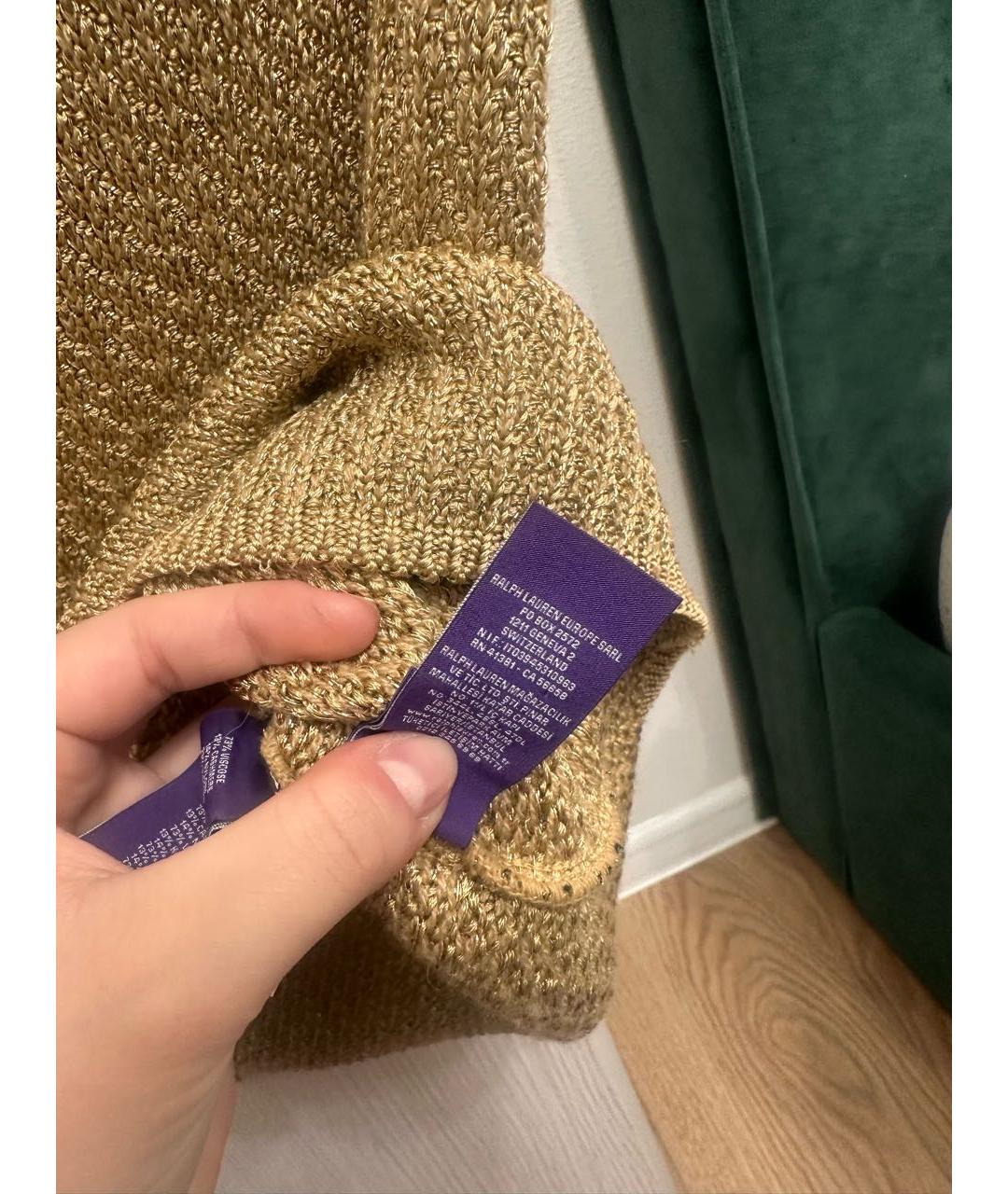 RALPH LAUREN PURPLE LABEL Золотая кашемировая юбка мини, фото 8